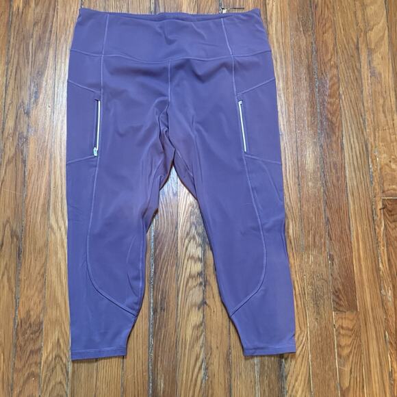 Athleta Cropped Leggings Rainier Unbrushed 7/8 Tight Purple Activewear Size 2X - Picture 1 of 7